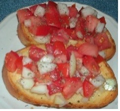 Example of crostini with tomatoes