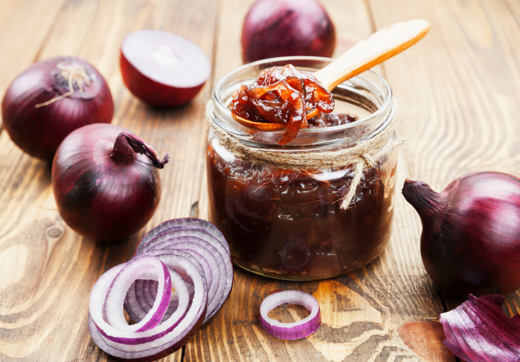 Example of red onion jam