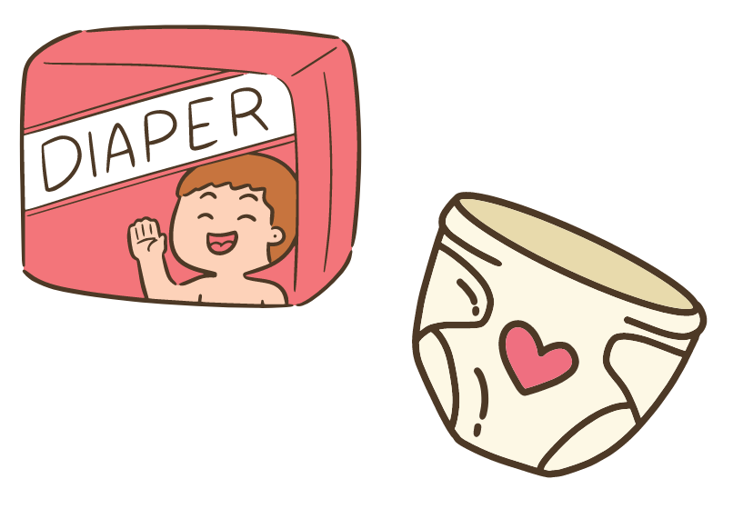 Graphic of a pack of diapers and a single diaper