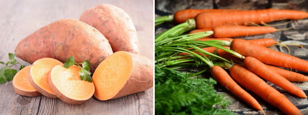 Left: Sweet potatoes
Right: Carrots